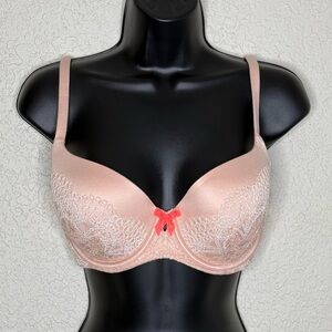 Victoria's Secret Body by Victoria lined Demi Bra 32 DDD Lace Nude/Peach Convert